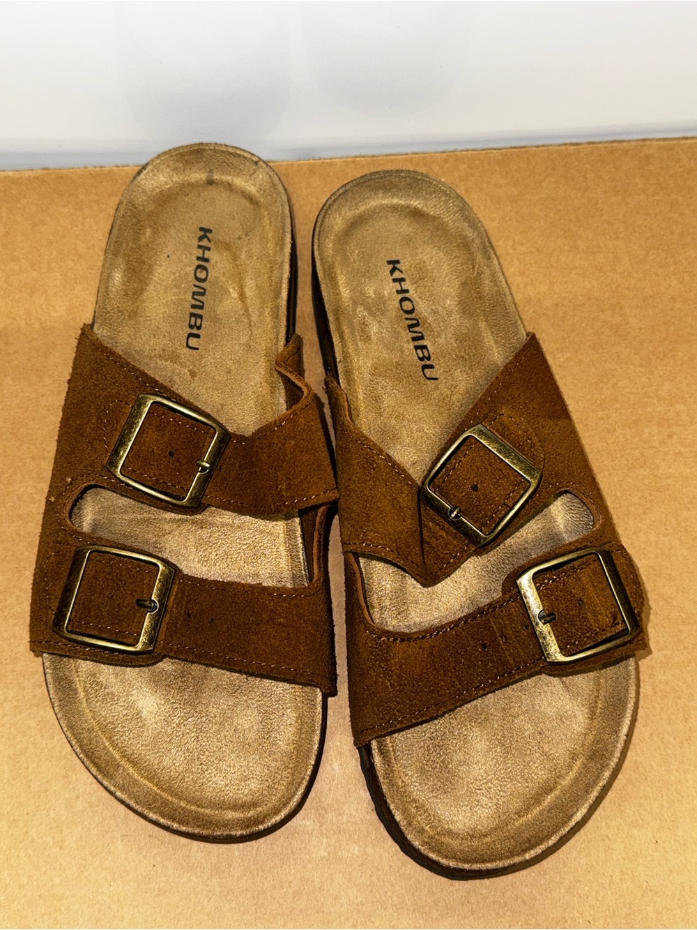 New Khombu Ashville Slide Sandals Suede Women's Size 6 Brown 1962231- Excellent